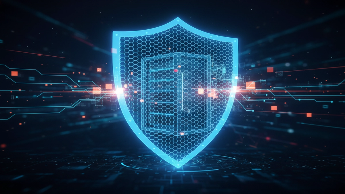Pare-feu Proxmox : bouclier de sécurité numérique protégeant un serveur. Illustration de la sécurité réseau des VM et conteneurs.